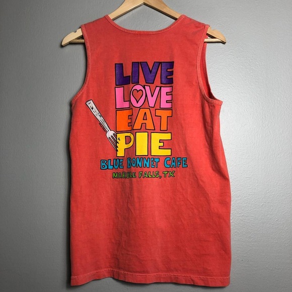 Comfort Colors Other - Blue Bonnet Cafe Shirt Tank Top Pie Pies Small Orange Salmon